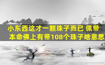 小东西这才一颗珠子而已 佩带本命佛上有带108个珠子啥意思